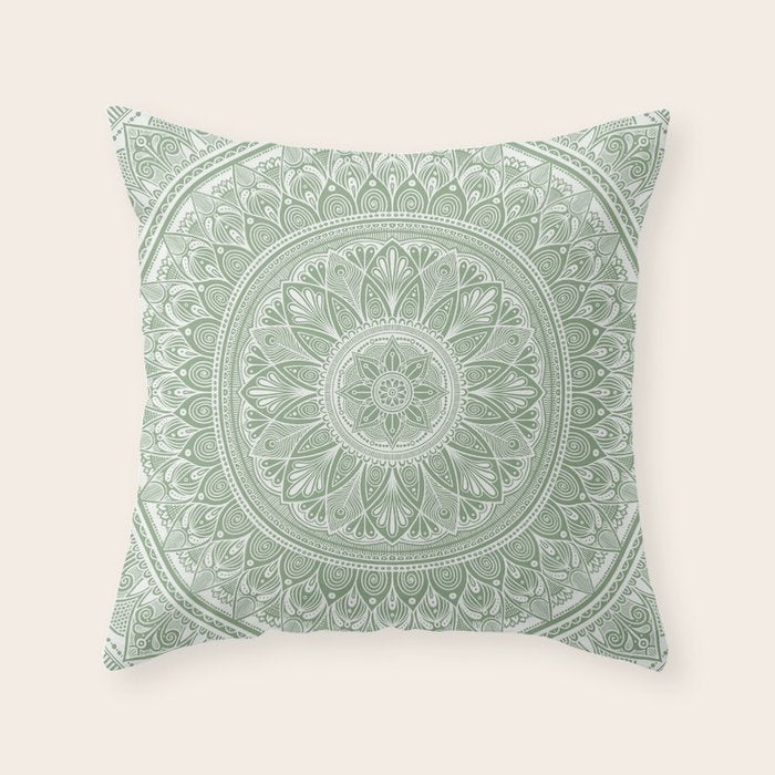 Bloom- Sage Green Throw Pillow Gallery Image 6