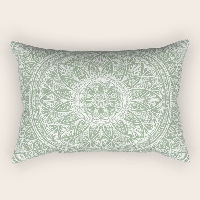 Bloom- Sage Green Rectangular Pillow Gallery Image 1