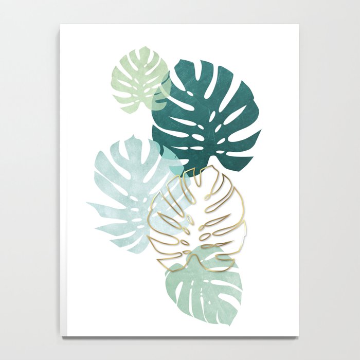 Tropical minimal / green, turquoise and gold monstera Notebook Gallery Image 4