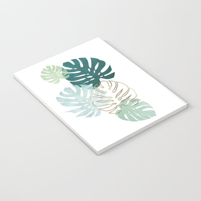 Tropical minimal / green, turquoise and gold monstera Notebook Gallery Image 3