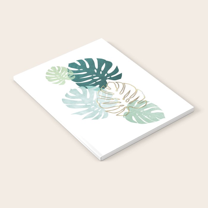 Tropical minimal / green, turquoise and gold monstera Notebook Gallery Image 2