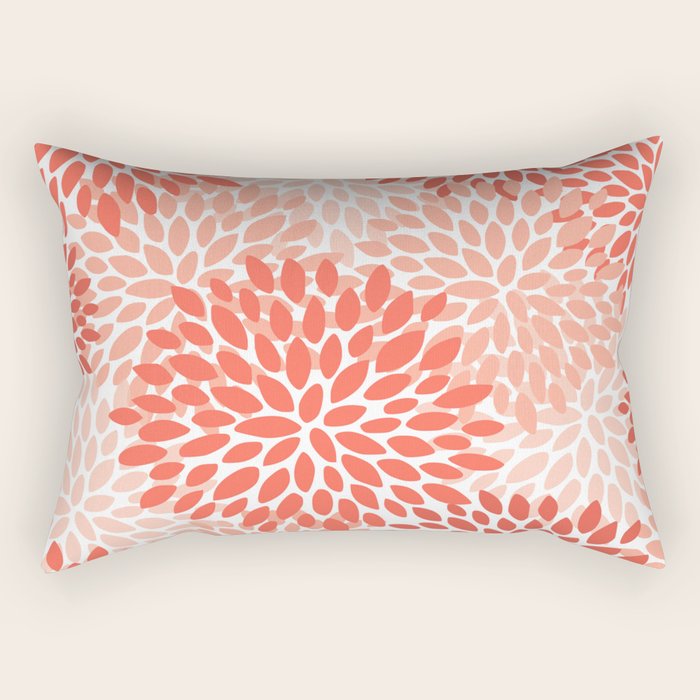 Flowers Pattern, Coral, Pink, Floral Prints Rectangular Pillow Gallery Image 1