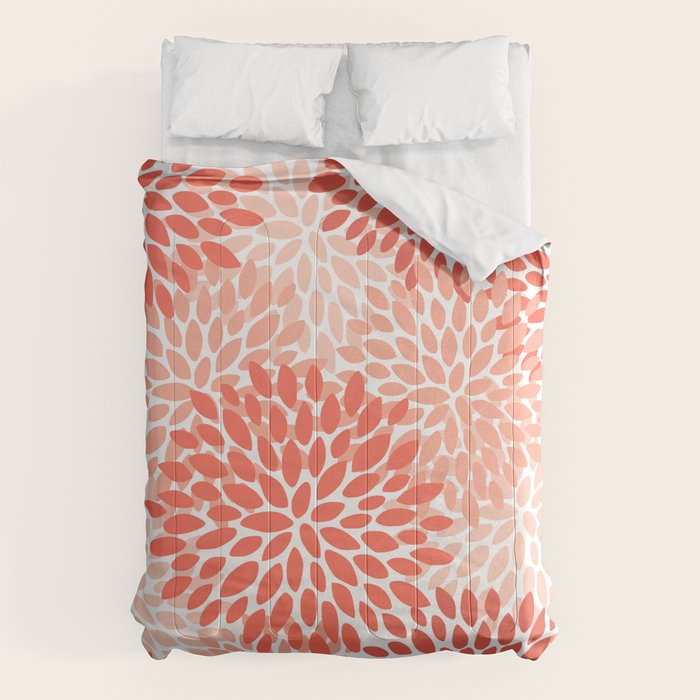 Flowers Pattern, Coral, Pink, Floral Prints Comforter Gallery Image 1