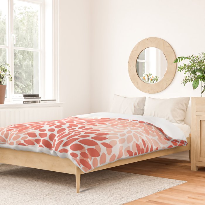 Flowers Pattern, Coral, Pink, Floral Prints Duvet Cover Gallery Image 2