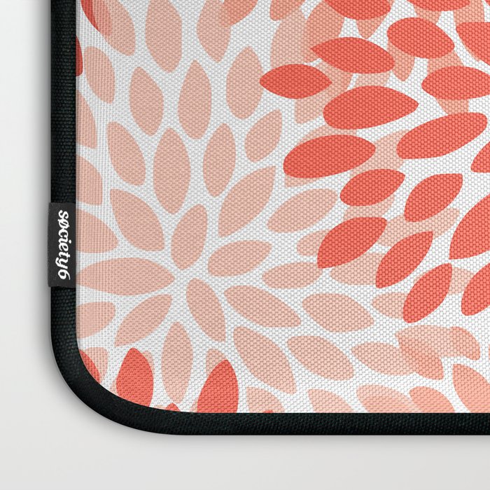 Flowers Pattern, Coral, Pink, Floral Prints Laptop Sleeve Gallery Image 3