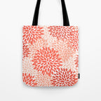 Flowers Pattern, Coral, Pink, Floral Prints Tote Bag Gallery Image 1