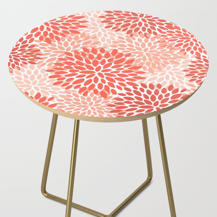 Flowers Pattern, Coral, Pink, Floral Prints Side Table Gallery Image 2