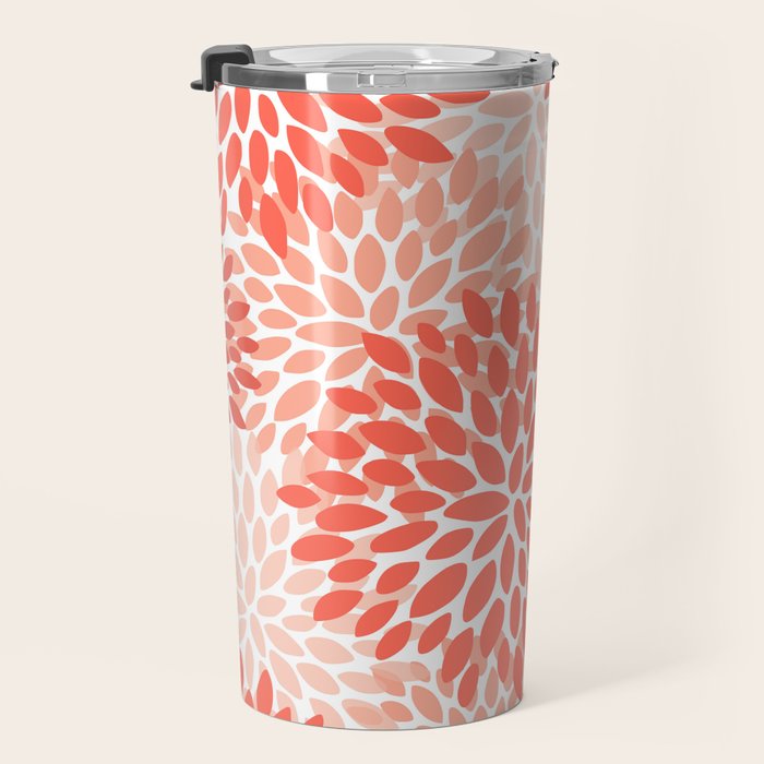 Flowers Pattern, Coral, Pink, Floral Prints Travel Mug Gallery Image 3