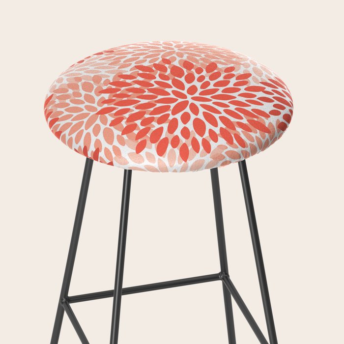 Flowers Pattern, Coral, Pink, Floral Prints Stool Gallery Image 2