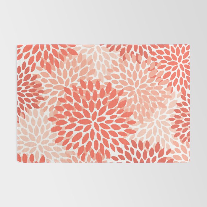 Flowers Pattern, Coral, Pink, Floral Prints Rug Gallery Image 2