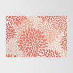 Flowers Pattern, Coral, Pink, Floral Prints Rug Gallery Image 2