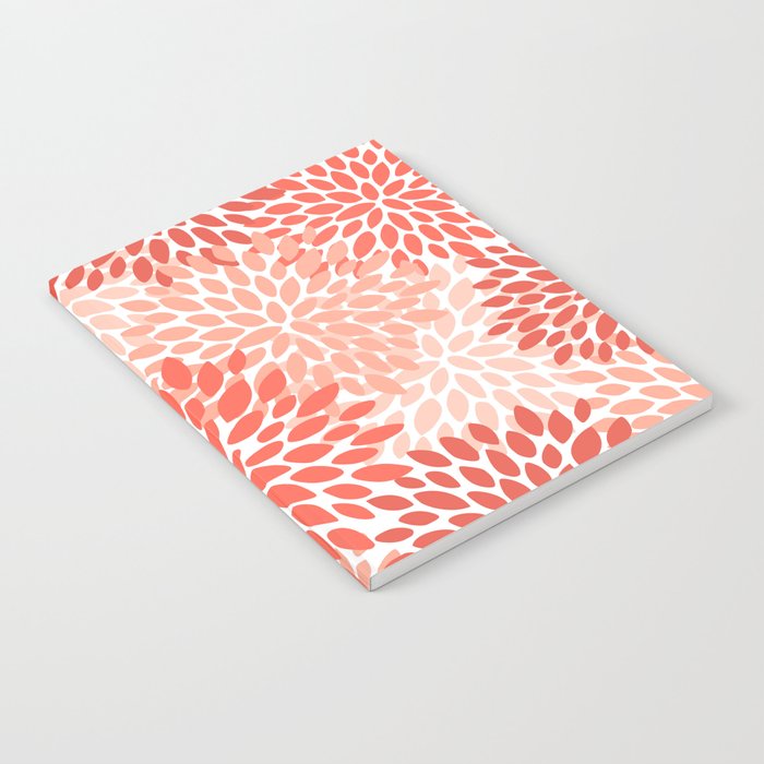 Flowers Pattern, Coral, Pink, Floral Prints Notebook Gallery Image 2