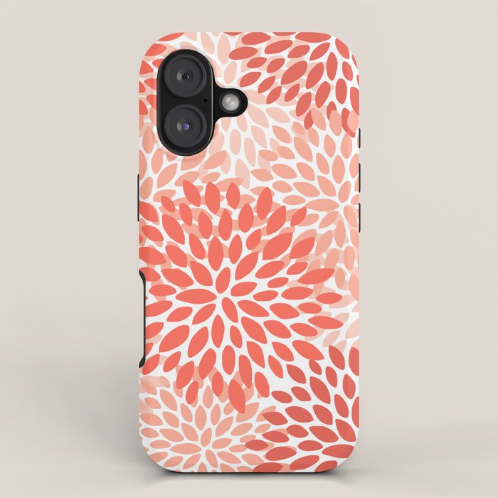 Flowers Pattern, Coral, Pink, Floral Prints iPhone Case Gallery Image 1