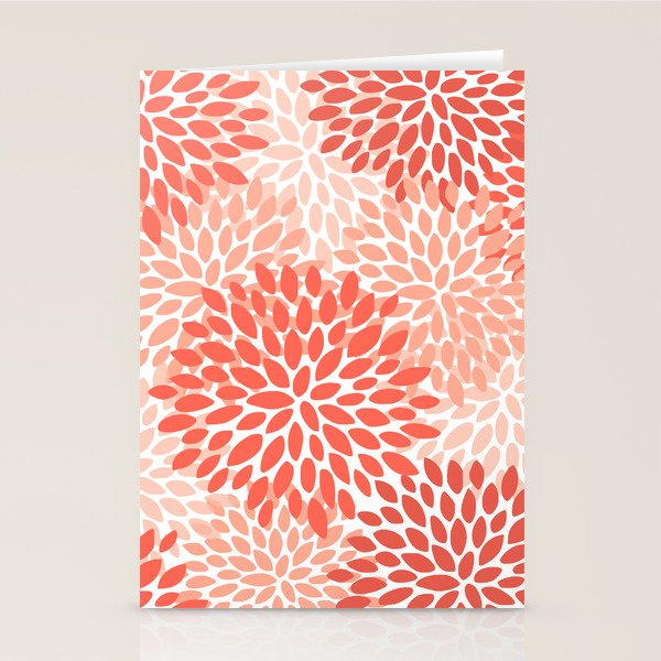 Flowers Pattern, Coral, Pink, Floral Prints Stationery Card Gallery Image 1