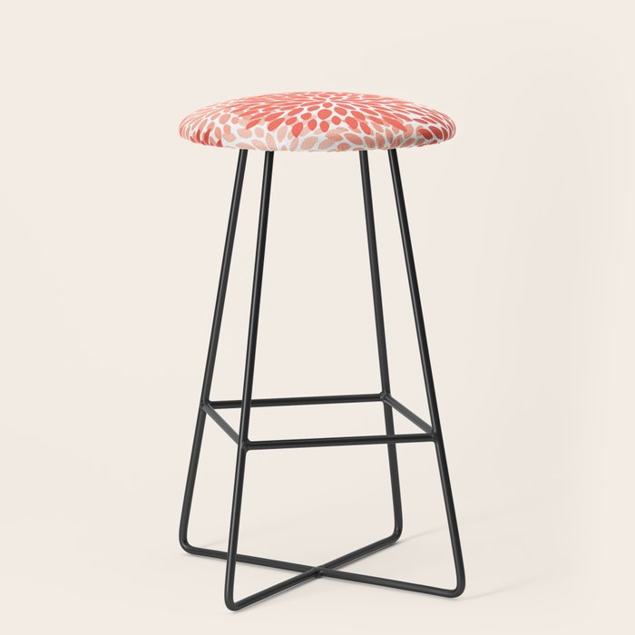 Flowers Pattern, Coral, Pink, Floral Prints Stool Gallery Image 1