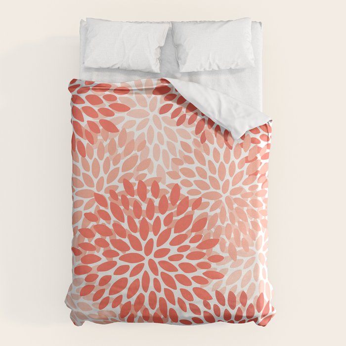 Flowers Pattern, Coral, Pink, Floral Prints Duvet Cover Gallery Image 6