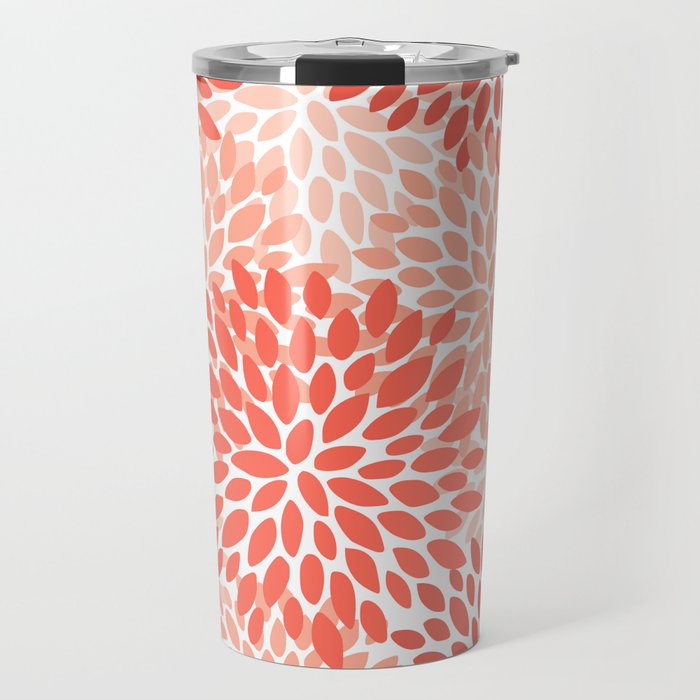 Flowers Pattern, Coral, Pink, Floral Prints Travel Mug Gallery Image 1
