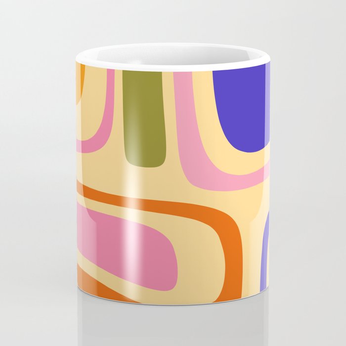Palm Springs Retro Mid Century Modern Colourful Abstract Pattern Yellow Orange Pink Blue Green Coffee Mug Gallery Image 4