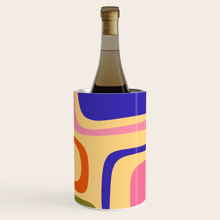 Palm Springs Retro Mid Century Modern Colourful Abstract Pattern Yellow Orange Pink Blue Green Wine Chiller Gallery Image 3