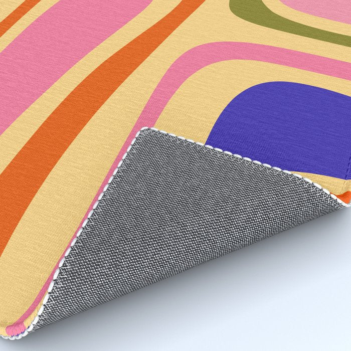 Palm Springs Retro Mid Century Modern Colourful Abstract Pattern Yellow Orange Pink Blue Green Rug Gallery Image 4