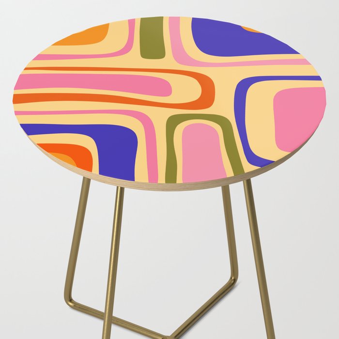 Palm Springs Retro Mid Century Modern Colourful Abstract Pattern Yellow Orange Pink Blue Green Side Table Gallery Image 2