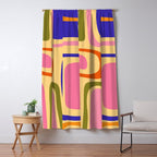 Palm Springs Retro Mid Century Modern Colourful Abstract Pattern Yellow Orange Pink Blue Green Window Curtain Gallery Image 5