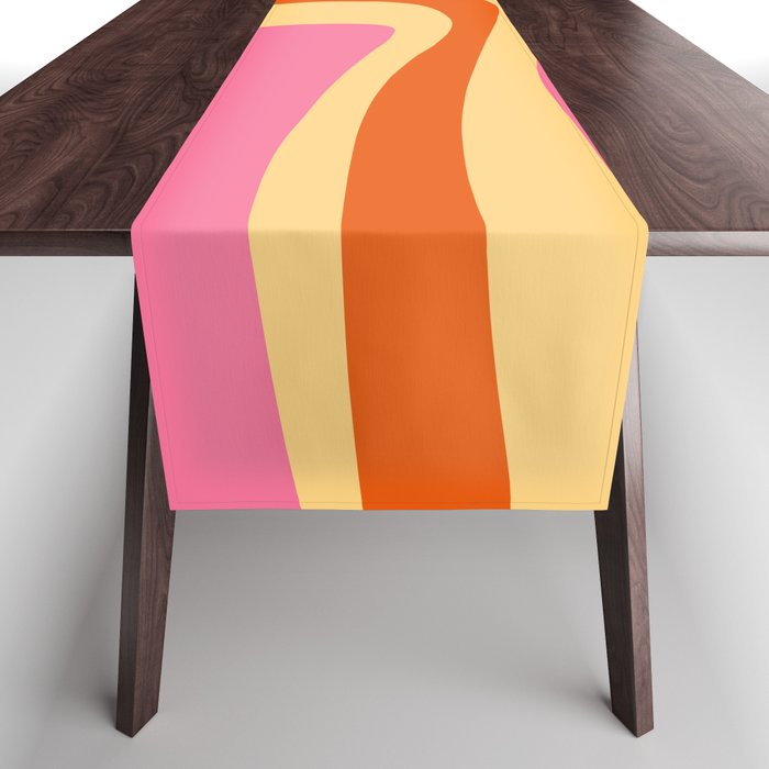 Palm Springs Retro Mid Century Modern Colourful Abstract Pattern Yellow Orange Pink Blue Green Table Runner Gallery Image 1
