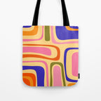 Palm Springs Retro Mid Century Modern Colourful Abstract Pattern Yellow Orange Pink Blue Green Tote Bag Gallery Image 1