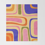 Palm Springs Retro Mid Century Modern Colourful Abstract Pattern Yellow Orange Pink Blue Green Throw Blanket Gallery Image 2