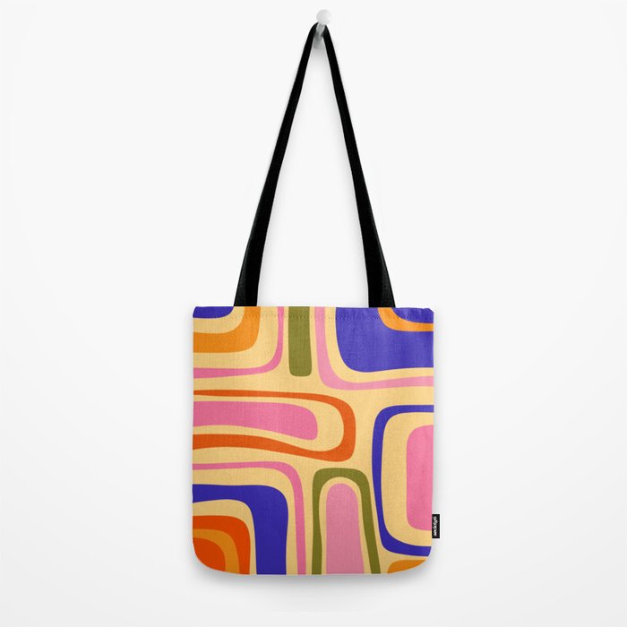 Palm Springs Retro Mid Century Modern Colourful Abstract Pattern Yellow Orange Pink Blue Green Tote Bag Gallery Image 2