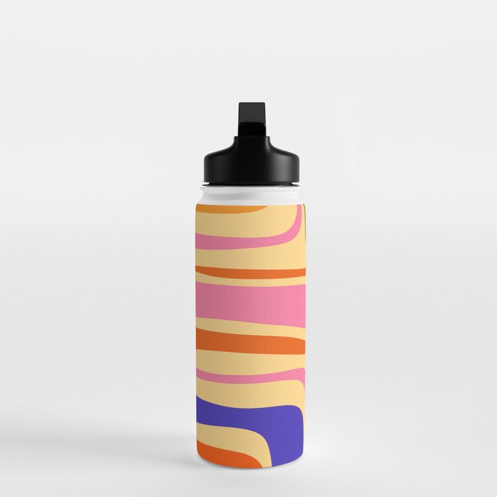 Palm Springs Retro Mid Century Modern Colourful Abstract Pattern Yellow Orange Pink Blue Green Water Bottle Gallery Image 3