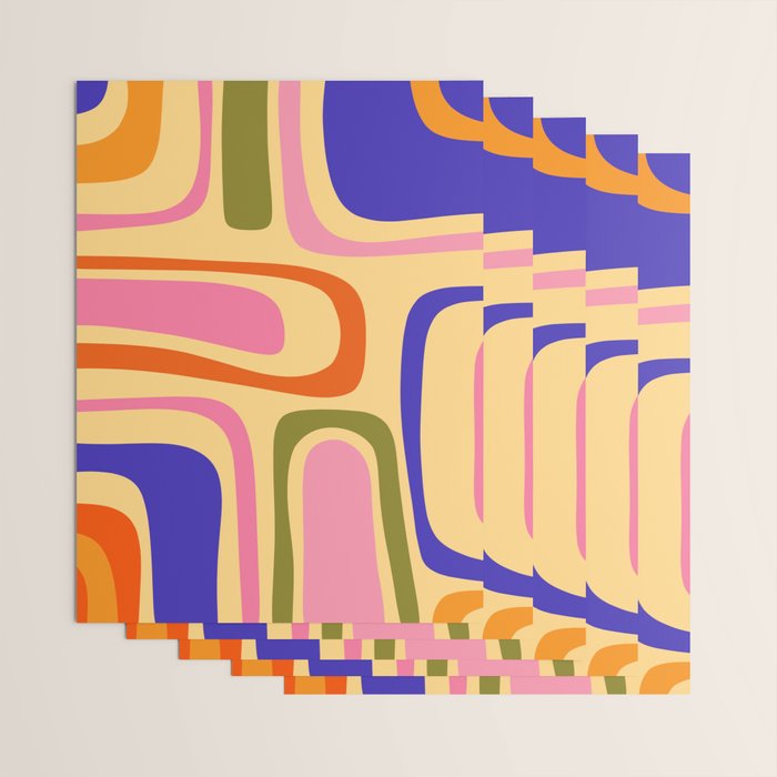 Palm Springs Retro Mid Century Modern Colourful Abstract Pattern Yellow Orange Pink Blue Green Wrapping Paper Gallery Image 3