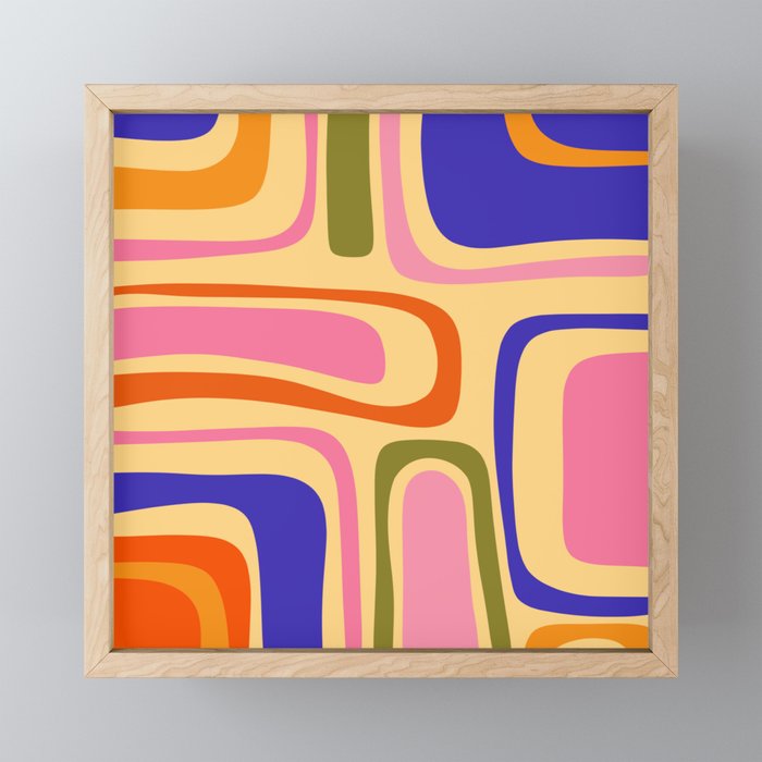 Palm Springs Retro Mid Century Modern Colourful Abstract Pattern Yellow Orange Pink Blue Green Mini Art Print Gallery Image 1