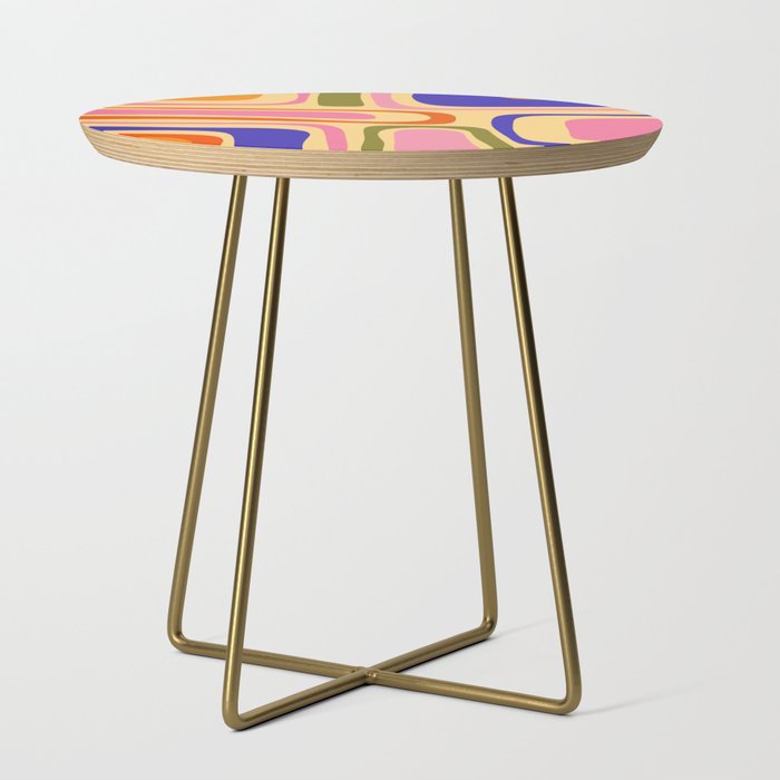 Palm Springs Retro Mid Century Modern Colourful Abstract Pattern Yellow Orange Pink Blue Green Side Table Gallery Image 1