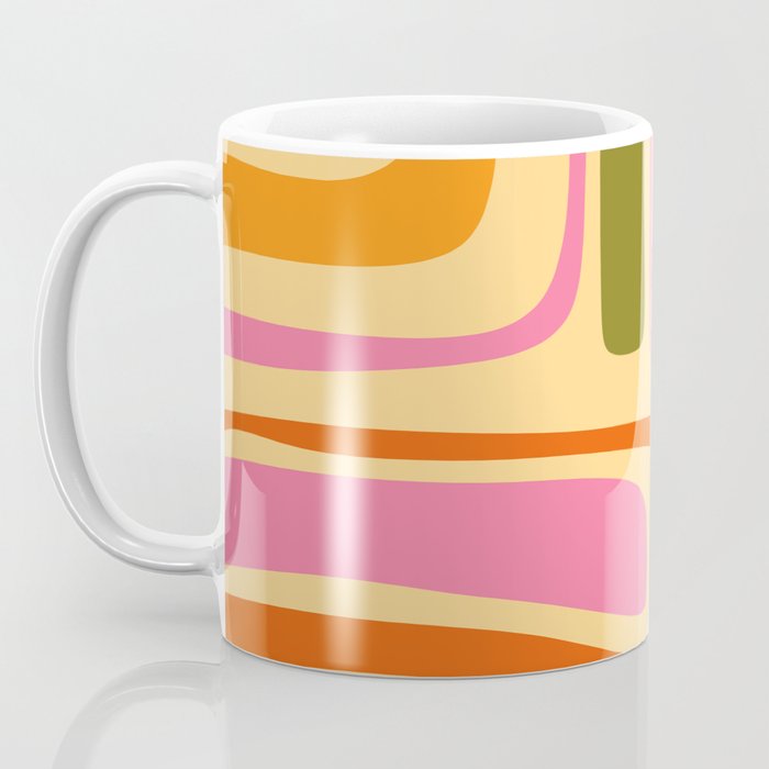 Palm Springs Retro Mid Century Modern Colourful Abstract Pattern Yellow Orange Pink Blue Green Coffee Mug Gallery Image 3