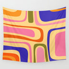 Palm Springs Retro Mid Century Modern Colourful Abstract Pattern Yellow Orange Pink Blue Green Wall Tapestry Gallery Image 4