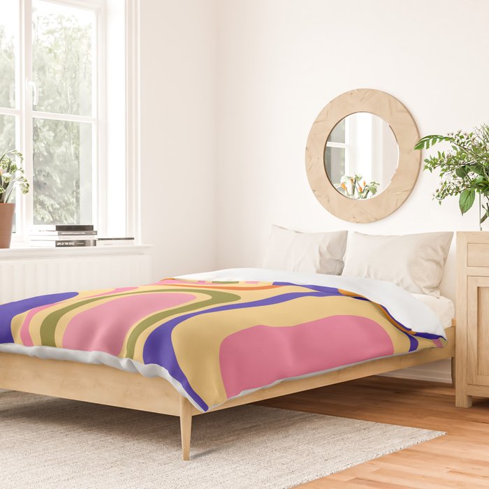 Palm Springs Retro Mid Century Modern Colourful Abstract Pattern Yellow Orange Pink Blue Green Duvet Cover Gallery Image 2
