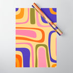 Palm Springs Retro Mid Century Modern Colourful Abstract Pattern Yellow Orange Pink Blue Green Wrapping Paper Gallery Image 1