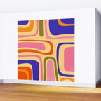 Palm Springs Retro Mid Century Modern Colourful Abstract Pattern Yellow Orange Pink Blue Green Wall Mural Gallery Image 2