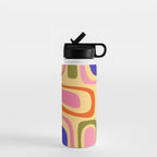 Palm Springs Retro Mid Century Modern Colourful Abstract Pattern Yellow Orange Pink Blue Green Water Bottle Gallery Image 1
