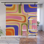 Palm Springs Retro Mid Century Modern Colourful Abstract Pattern Yellow Orange Pink Blue Green Wall Mural Gallery Image 1