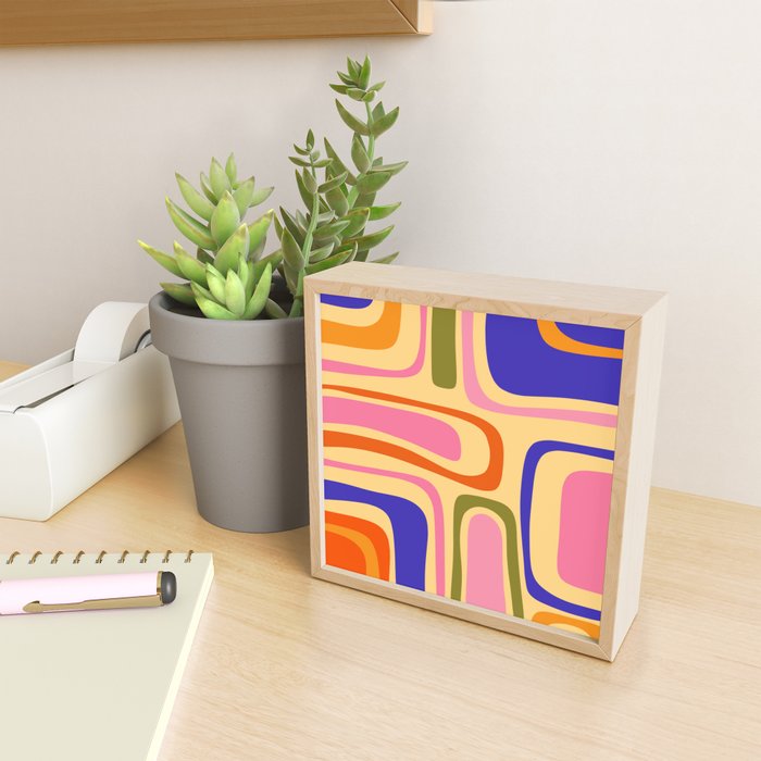 Palm Springs Retro Mid Century Modern Colourful Abstract Pattern Yellow Orange Pink Blue Green Mini Art Print Gallery Image 2