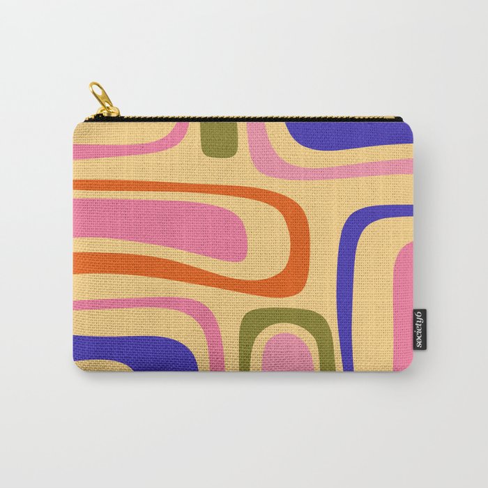 Palm Springs Retro Mid Century Modern Colourful Abstract Pattern Yellow Orange Pink Blue Green Carry All Pouch Gallery Image 1