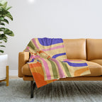 Palm Springs Retro Mid Century Modern Colourful Abstract Pattern Yellow Orange Pink Blue Green Throw Blanket Gallery Image 1
