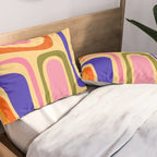 Palm Springs Retro Mid Century Modern Colourful Abstract Pattern Yellow Orange Pink Blue Green Pillow Sham Gallery Image 2