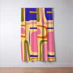 Palm Springs Retro Mid Century Modern Colourful Abstract Pattern Yellow Orange Pink Blue Green Window Curtain Gallery Image 3