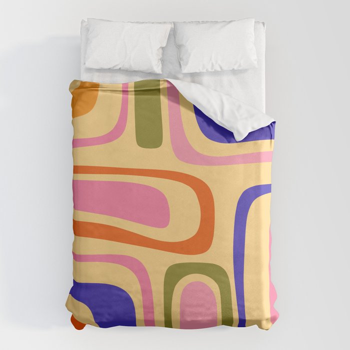 Palm Springs Retro Mid Century Modern Colourful Abstract Pattern Yellow Orange Pink Blue Green Duvet Cover Gallery Image 6