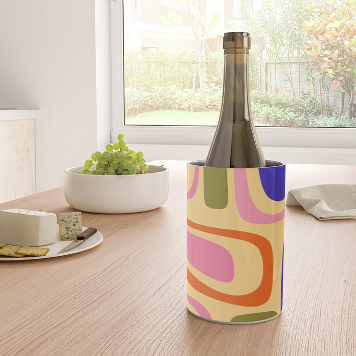 Palm Springs Retro Mid Century Modern Colourful Abstract Pattern Yellow Orange Pink Blue Green Wine Chiller Gallery Image 4