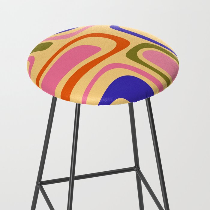 Palm Springs Retro Mid Century Modern Colourful Abstract Pattern Yellow Orange Pink Blue Green Stool Gallery Image 2