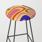 Palm Springs Retro Mid Century Modern Colourful Abstract Pattern Yellow Orange Pink Blue Green Stool Gallery Image 2